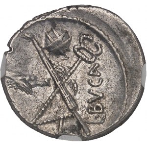 Jules César (60-44 av. J.-C.). Denier avec L. Aemilius Buca ND (février-mars 44 av. J.-C.), Rome.