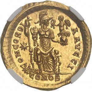 Théodose II (402-450). Solidus 408, Constantinople, 10e officine.