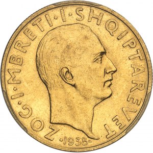 Zog Ier (1/9/1928-1939). 50 franga ari, 10e anniversaire du règne 1938, R, Rome.