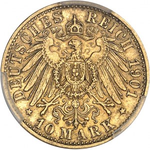 Anhalt-Dessau, Frédéric Ier (1871-1904). 10 mark 1901, A, Berlin.