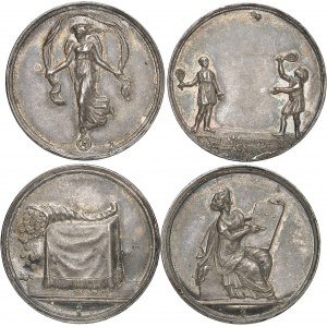Prusse, Frédéric II (1740-1786). Coffret de 4 jetons de jeux en argent, par Abraham Abramson ND (c.1780), Berlin.