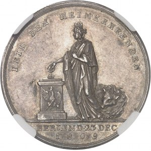 Prusse, Frédéric-Guillaume III (1797-1840). Médaille, retour à Berlin du Roi et de la Reine de Prusse, par D. F. Loos et A. Hoffmann 1809, Berlin.
