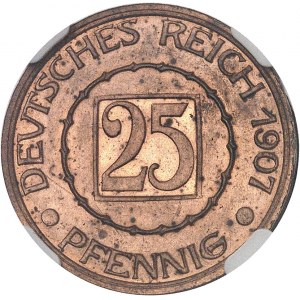 Empire allemand, Guillaume II (1888-1918). Essai de 25 pfennig en cuivre 1907, A, Berlin.
