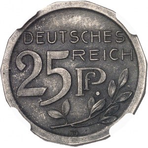 Empire allemand, Guillaume II (1888-1918). Essai de 25 pfennig en cupro-nickel, Flan bruni mat (PROOF MATTE) 1908, D, Munich.