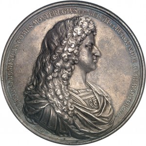 Brabant (duché de), Charles II (1665-1700). Médaille, Juan Domingo de Zúñiga y Fonseca, gouverneur, et les nouvelles fortifications de Bruxelles, par J. Roëttiers 1675.