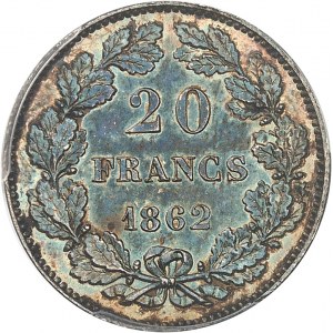 Léopold Ier (1831-1865). Essai de 20 francs en argent doré par L. Wiener, Frappe spéciale (SP) 1862, Bruxelles.