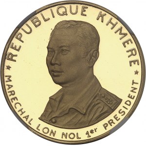 République Khmère, Lon Nol (1972-1975). 100.000 riels, maréchal Lon Nol, Flan bruni (PROOF) 1974.