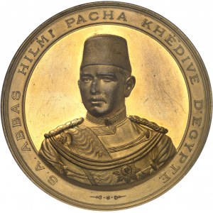 Abbas II Hilmi, khédive (1892-1914). Médaille, Exposition internationale du progrès du Caire, par Stefano Johnson 1895, Milan (Johnson).