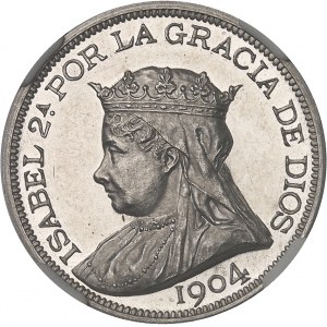 Isabelle II (1833-1868). 40 pesetas en platine, frappe de fantaisie pour le Dr Reginal Huth, Flan bruni (PROOF) 1904 JP-L, Londres (Pinches and Co).