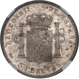 Alphonse XIII (1886-1931). 5 pesetas, buste juvénile 1899 (18 - 99) SG, V, Madrid.
