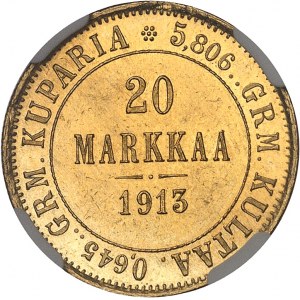 Nicolas II (1894-1917). 20 markkaa 1913 S, Helsinki.