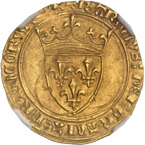 Charles VI (1380-1422). Écu d’or à la couronne, 3e émission ND (1389-1394), Saint-Pourçain.