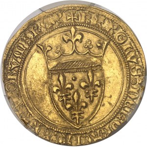 Charles VI (1380-1422). Écu d’or à la couronne, 5e émission ND (1419), Châlons-en-Champagne.
