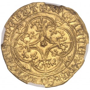 Charles VI (1380-1422). Écu d’or à la couronne, 5e émission ND (1411-1418), Saint-Lô.