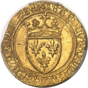 Charles VI (1380-1422). Écu d’or à la couronne, 5e émission ND (1411-1418), Saint-Lô.