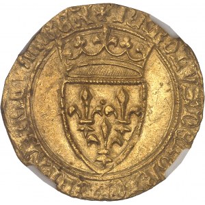 Charles VI (1380-1422). Écu d’or à la couronne, 5e émission ND (1411-1418), Villeneuve-lès-Avignon.