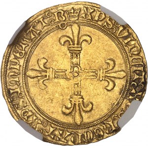 Charles VIII (1483-1498). Écu d’or au soleil, 1ère émission ND (1483-1494), B, Bourges.