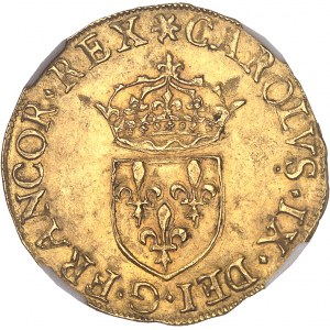 Charles IX (1560-1574). Écu d’or au soleil 1564, G, Poitiers.