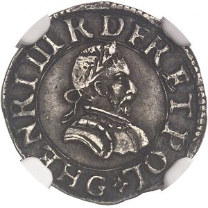 Henri III (1574-1589). Essai ou frappe en argent du denier tournois 1586, G, Poitiers.