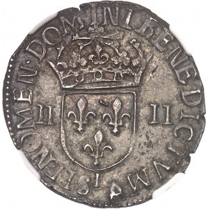 Henri IV (1589-1610). Quart d’écu, 3e type, avec croix aux bras fleuronnés de face 1606/5, I, Limoges.