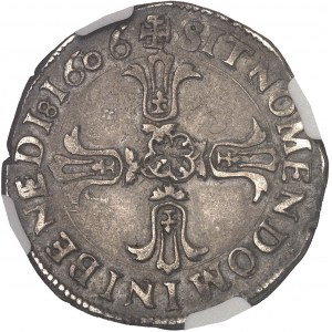 Henri IV (1589-1610). Quart d’écu, écu de face, 2e type, à la croix aux bras fleuronnés 1606, G, Poitiers.