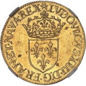 Louis XIII (1610-1643). Demi-écu d’or au soleil, 1er type 1627, A, Paris.