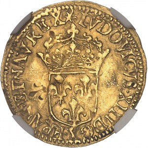 Louis XIII (1610-1643). Demi-écu d’or au soleil, 1er type 1635, X, Amiens.