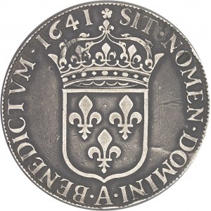 Louis XIII (1610-1643). Écu d’argent, 1er type, à la grosse tête 1641, A, Paris (rose).