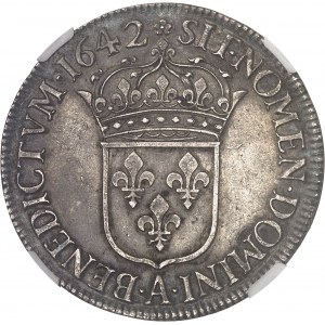 Louis XIII (1610-1643). Écu d’argent, 2e type 1642, A, Paris (rose).