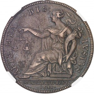 Louis XIII (1610-1643). Fonte ancienne en bronze, de l’écu de 60 sols à la Monnaie assise, par J. Warin 1641, Paris.