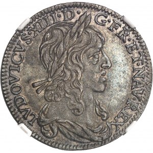 Louis XIII (1610-1643). Quart d’écu d’argent, 2e type 1642, A, Paris (deux points).