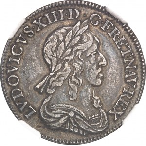 Louis XIII (1610-1643). Quart d’écu d’argent, 3e type 1643, D, Lyon.