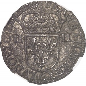 Louis XIV (1643-1715). Quart d’écu, 1er type, titulature du côté de l’écu 1646/5, G, Poitiers.