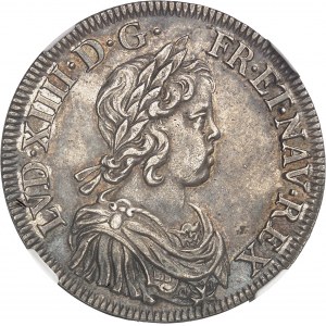 Louis XIV (1643-1715). Écu à la mèche courte 1643, A, Paris (rose).