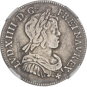 Louis XIV (1643-1715). Quart d’écu à la mèche courte 1645, D, Lyon.