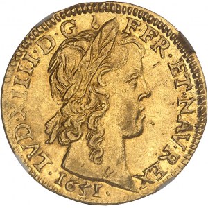 Louis XIV (1643-1715). Louis d’or à la mèche longue 1651, I, Limoges.
