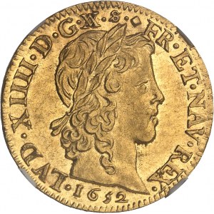 Louis XIV (1643-1715). Louis d’or à la mèche longue 1652, D, Lyon.
