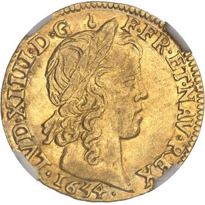 Louis XIV (1643-1715). Louis d’or à la mèche longue 1654, I, Limoges.