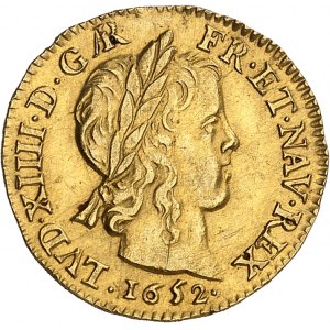 Louis XIV (1643-1715). Demi-louis d’or à la mèche longue 1652, AR, Arras.