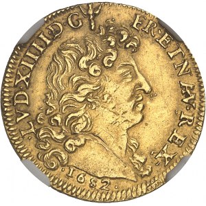 Louis XIV (1643-1715). Louis d’or à la tête virile 1682, S, Reims.