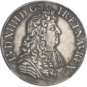 Louis XIV (1643-1715). Écu à la cravate, 2e émission par F. Warin 1681, S, Reims.