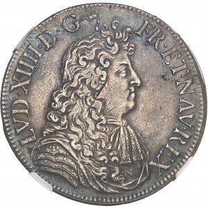 Louis XIV (1643-1715). Écu à la cravate, 2e émission par F. Warin 1682, S, Reims.