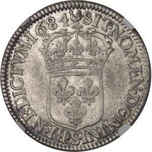 Louis XIV (1643-1715). Demi-écu au jabot ou à la cravate, 2e type 1684, S, Reims.