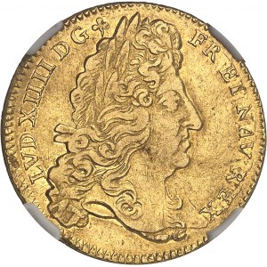 Louis XIV (1643-1715). Double louis d’or à l’écu 1690, S, Reims.