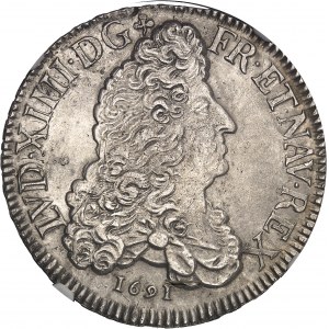 Louis XIV (1643-1715). Écu aux huit L, 1er type 1691, S, Reims.