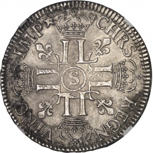 Louis XIV (1643-1715). Écu aux huit L, 1er type 1691, S, Reims.