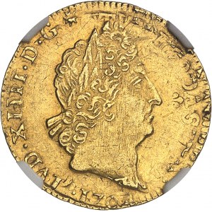 Louis XIV (1643-1715). Louis d’or aux insignes, réformation 1704, S, Reims.