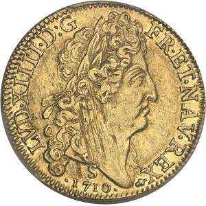 Louis XIV (1643-1715). Double louis d’or au soleil 1710, S, Reims.