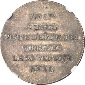 Consulat (1799-1804). Module de 5 francs, visite à la Monnaie de Paris AN XI (1803), Paris.