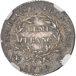 Consulat (1799-1804). Demi-franc Bonaparte An 12 (1803-1804), MA, Marseille.